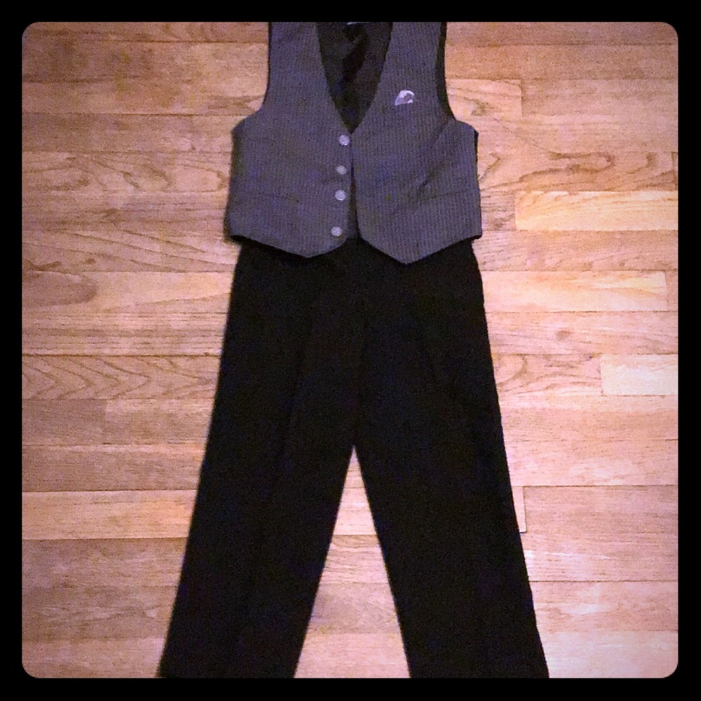Boys pleated black dress pants and vest